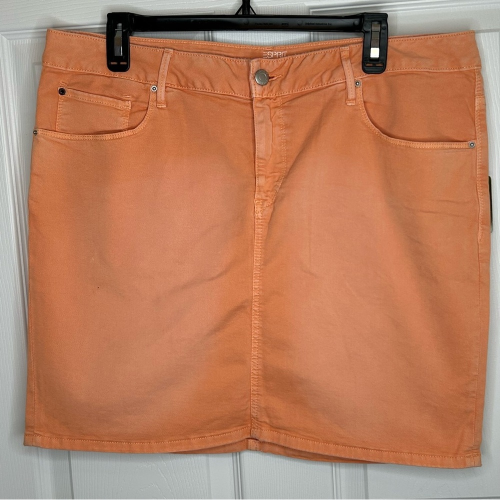 Esprit Orange Denim Stretch Skirt Size 34 NWT‎